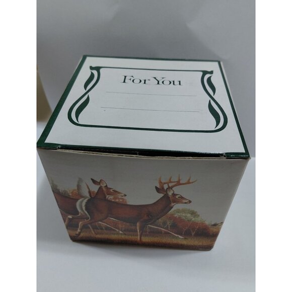 Vintage NOB 1990 Potpourri Press Leaping Deer Mug 11 Oz Green & White Ceramic - Picture 6 of 9
